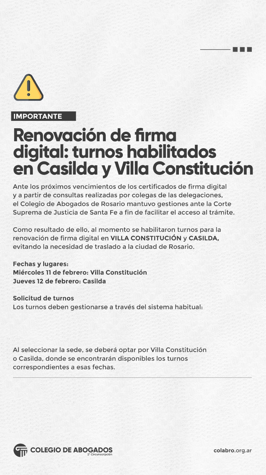 Renovación de firma digital: turnos habilitados en delegaciones